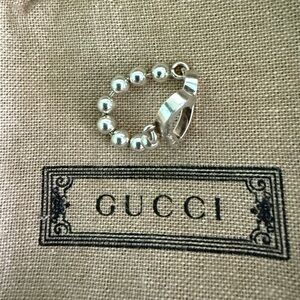 Gucci Sterling Silver Ball Chain Heart Ring